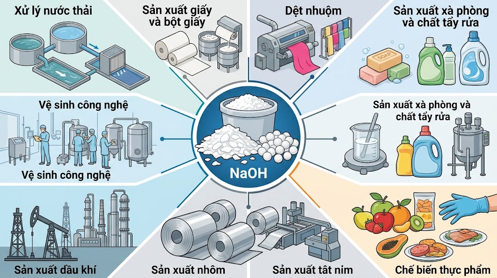 Ảnh 3. Ứng dụng của NaOH trong công nghiệp 